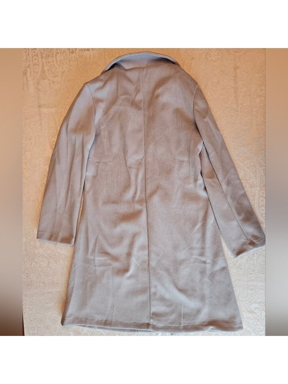 Size Large Chic Women's Lightweight Gray Knit Fabric Trench Coat, New in Bag - Picture 7 of 7